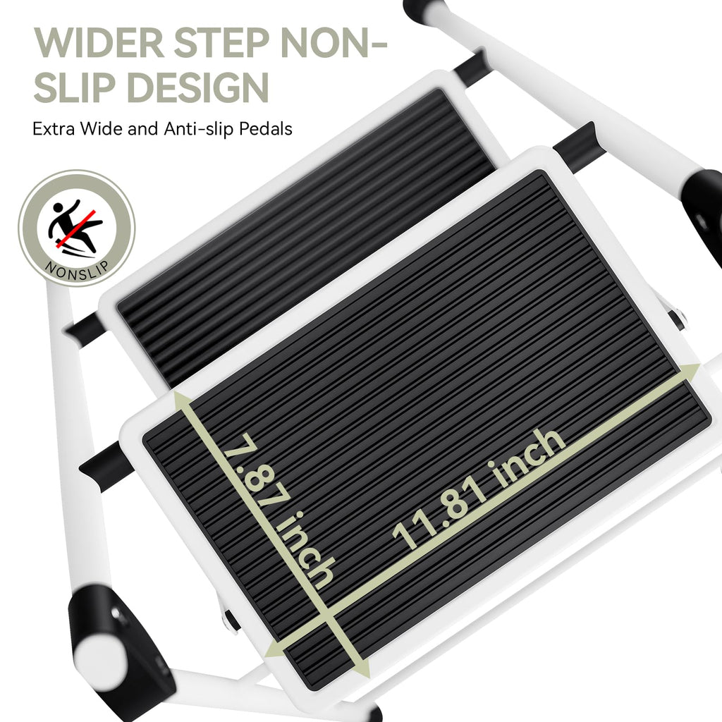 2 Step Folding Step Stool with Handrails White T778001