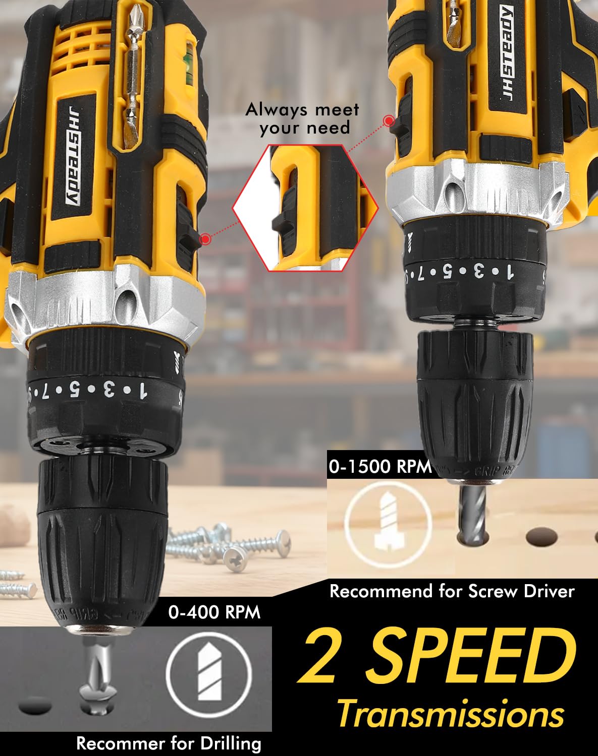 21V Cordless Drill Driver Kit with 2 Batteries & Charger C3035
