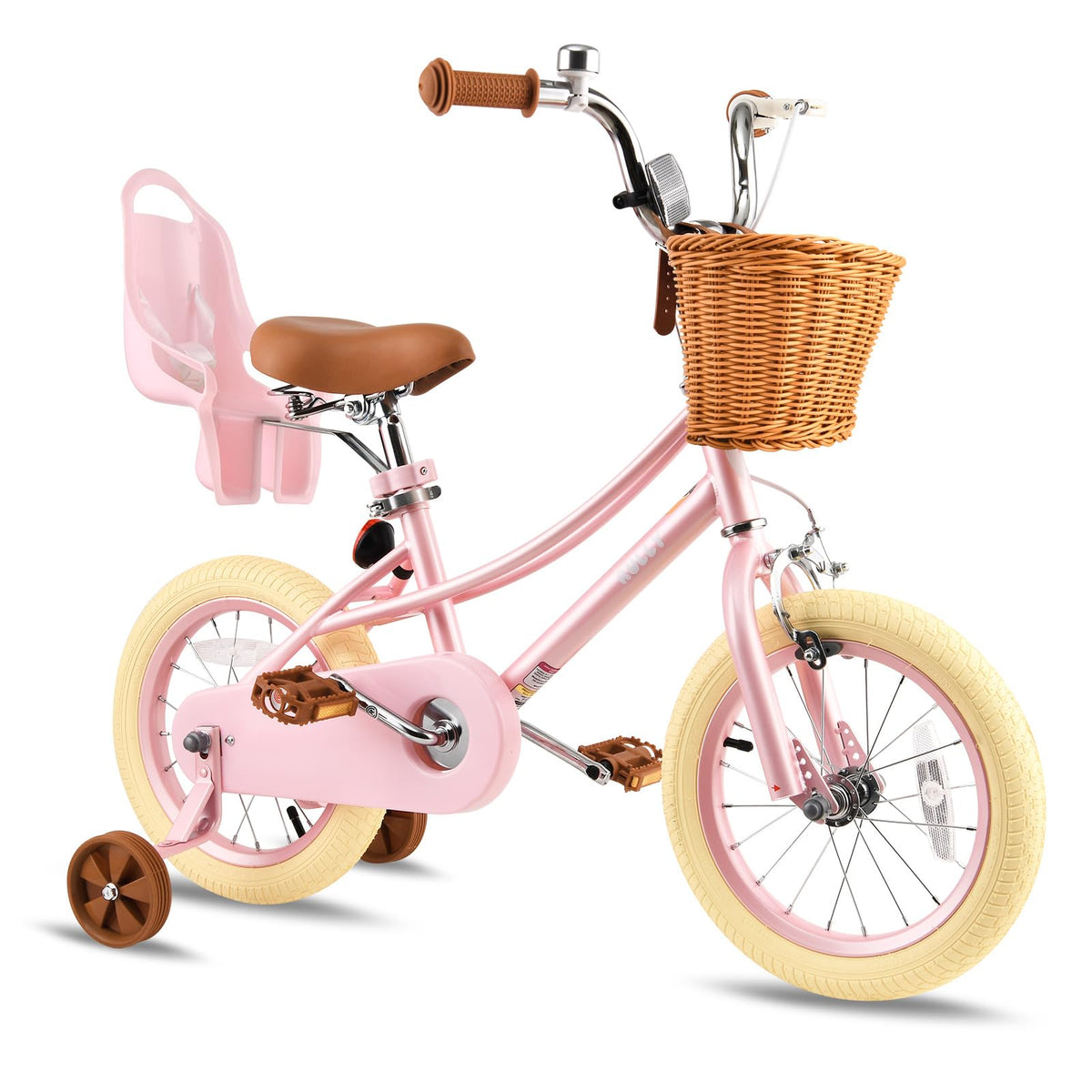 Kids Bike with Training Wheels, Basket and Streamers O329826