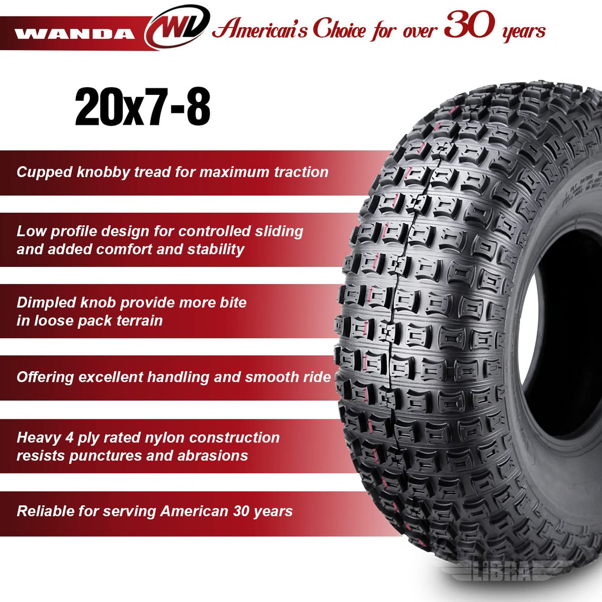 Set 2 ATV Tires 20x7-8 4PR Y147