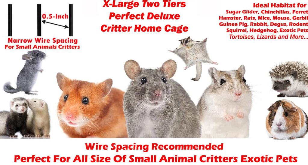 X-Large 4-Tiers Two Full Story Double Unit Critter Home On Wheels O56427