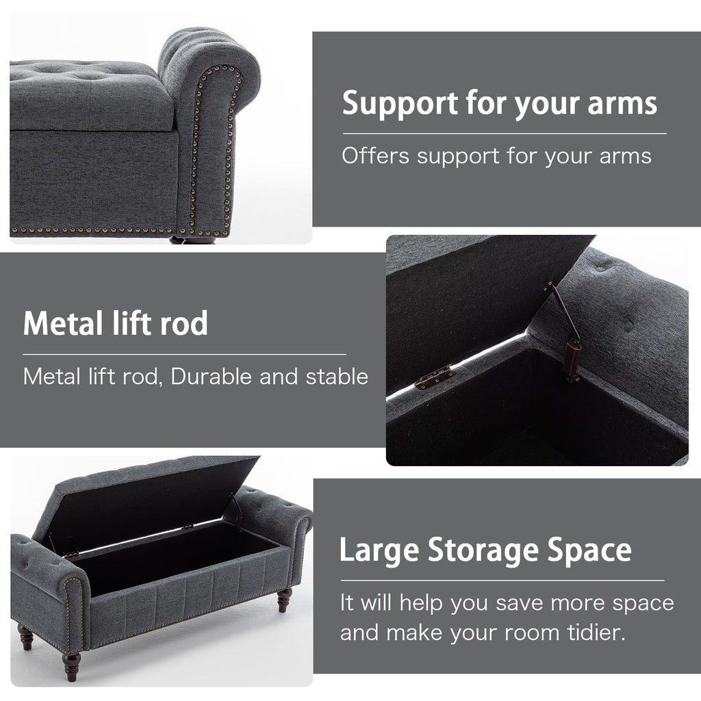 58" Chenille Storage Bench N138464
