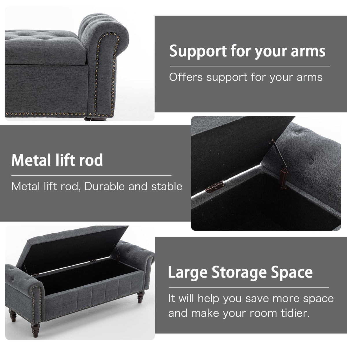 58" Chenille Storage Bench N138464
