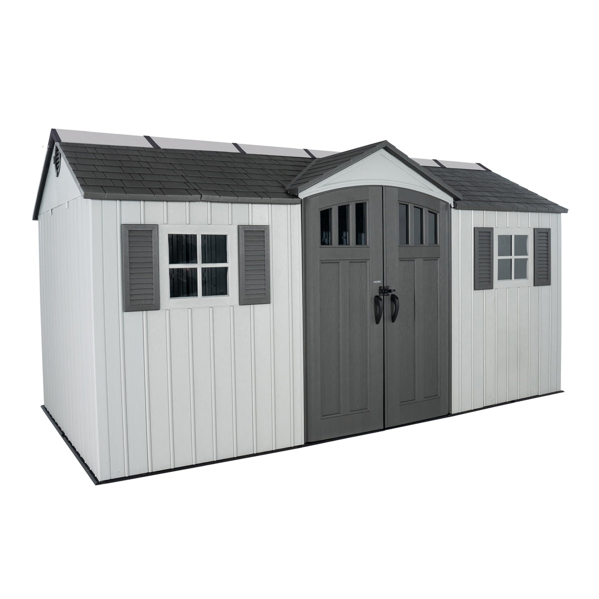 15x8 Ft Gray Resin Outdoor Storage Shed with Lockable Doors D371480