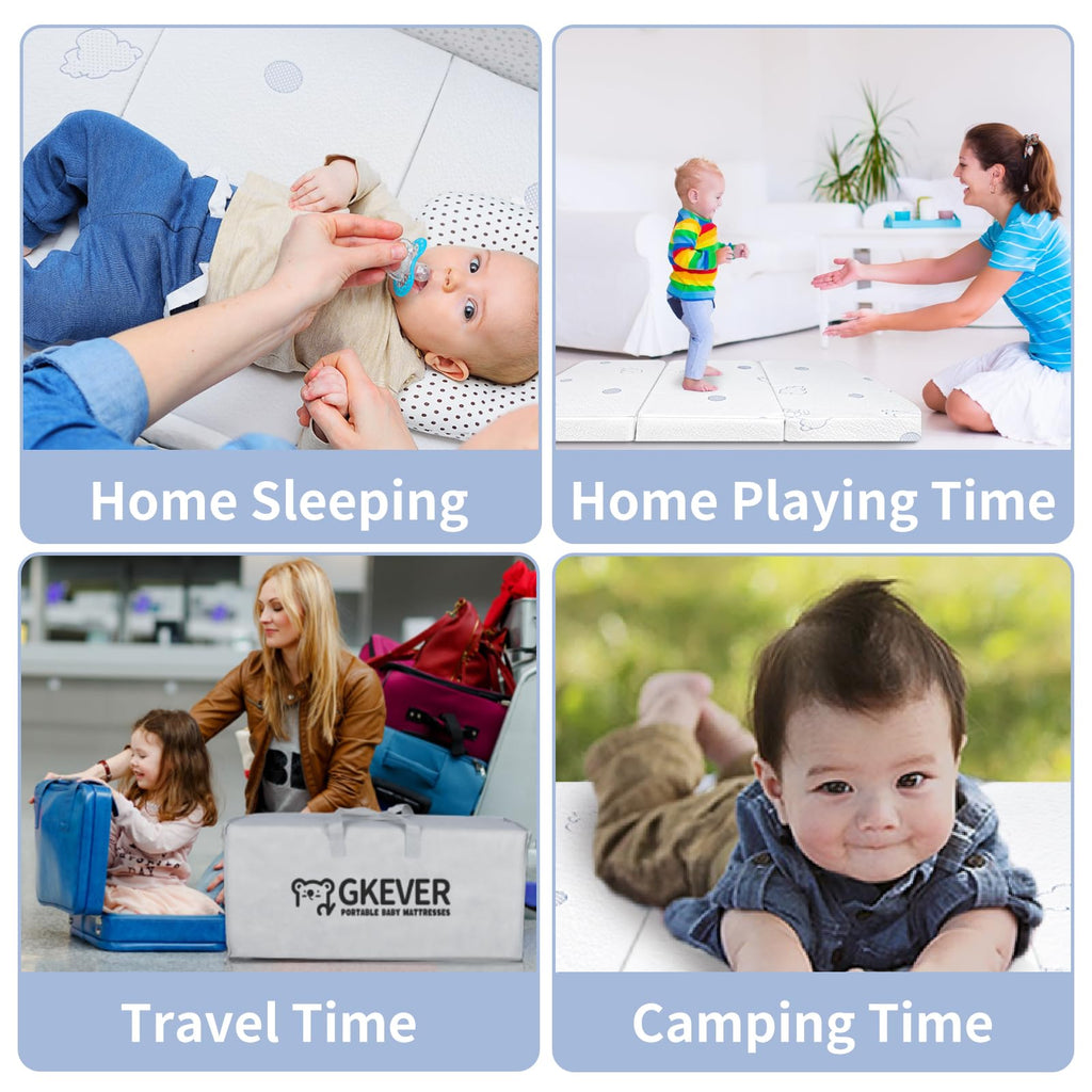 Tri-fold Pack and Play Mattress, 38x26 Dual Foam with Travel Bag F319813