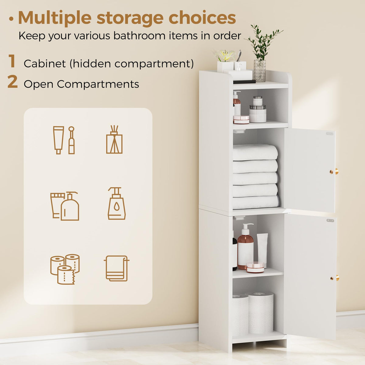 Small 2 Doors Narrow Bathroom Storage Cabinet U28123