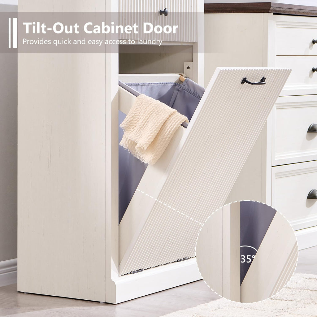 Antique White Tilt-Out Trash Can Cabinet S506969