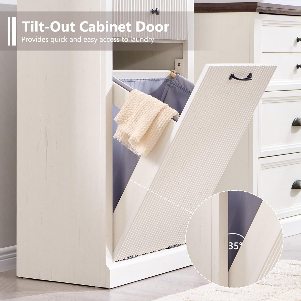 Antique White Tilt-Out Trash Can Cabinet S506969