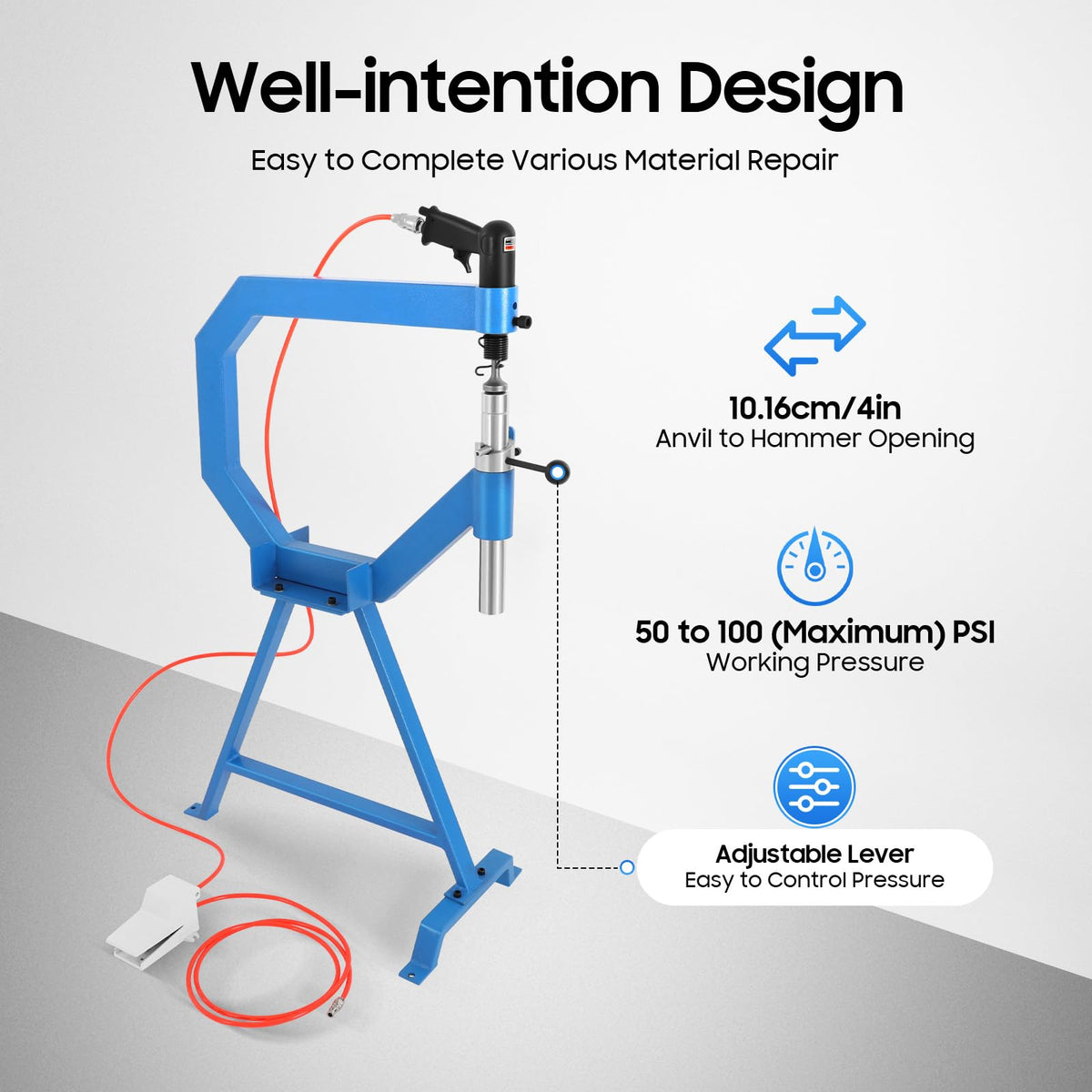Pneumatic Planishing Hammer with Foot Pedal & Steel Stand X9343