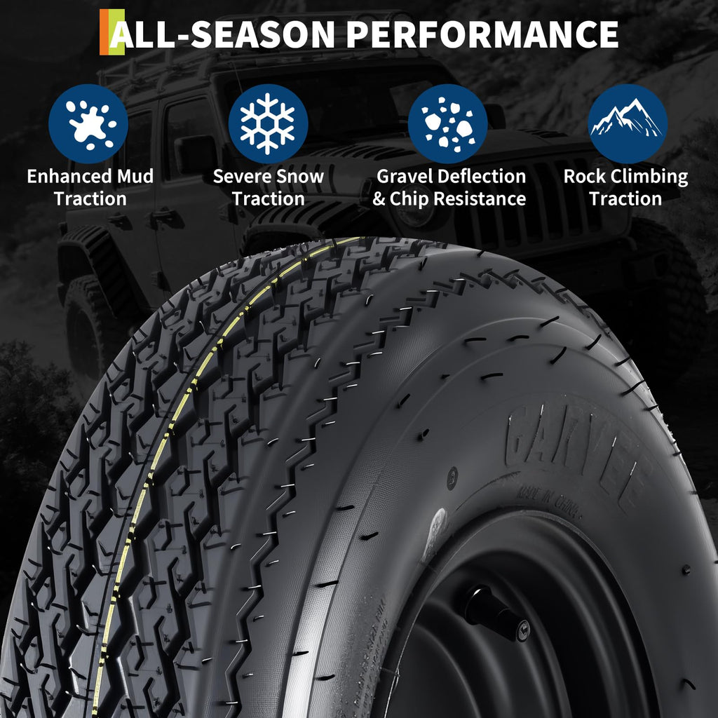 2-Pack Trailer Tire on Rim 4.80-8 4 Lug Black S567161