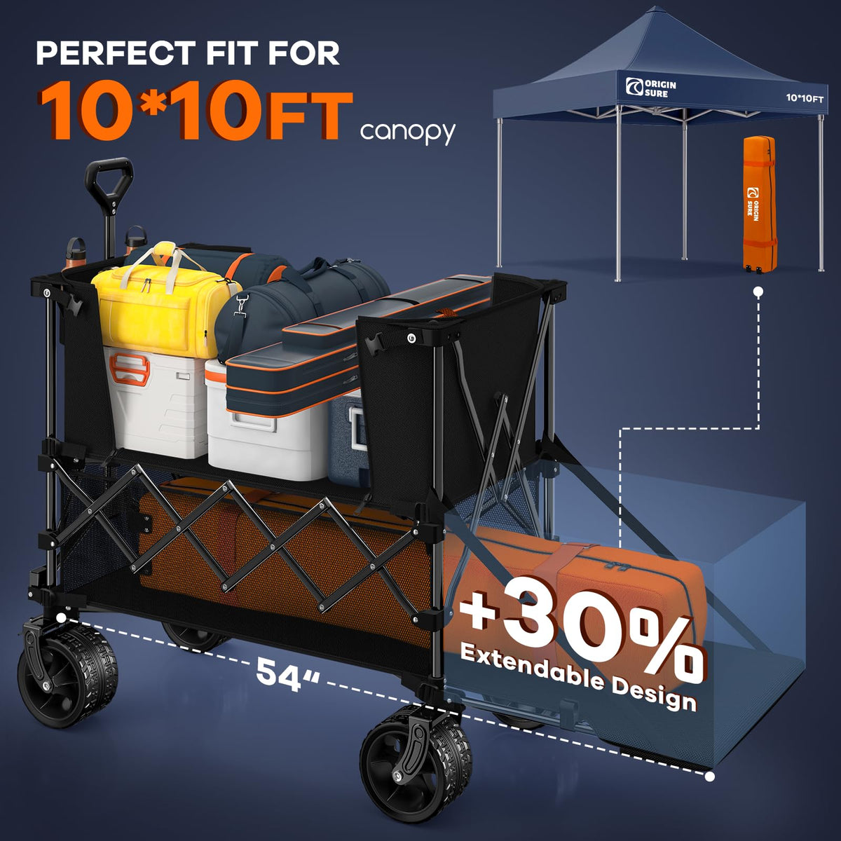 Foldable Double Decker Wagon, 560lbs, Black J99908