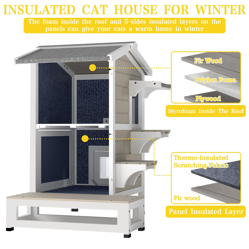 2-Story Insulated Outdoor Cat House O213