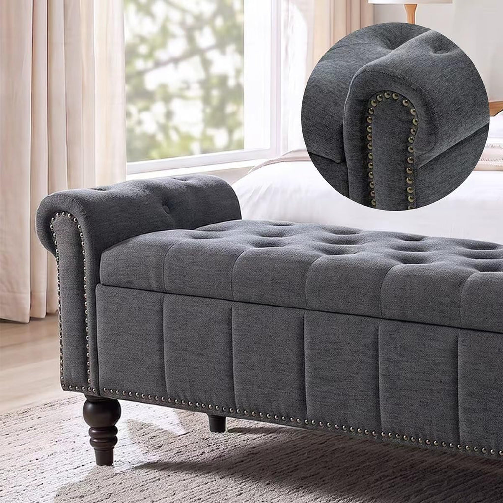 58" Chenille Storage Bench N138464