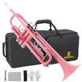 Bb Standard Trumpet Set with Hard Case, 7C Mouthpiece, Gloves (Pink) Z17225