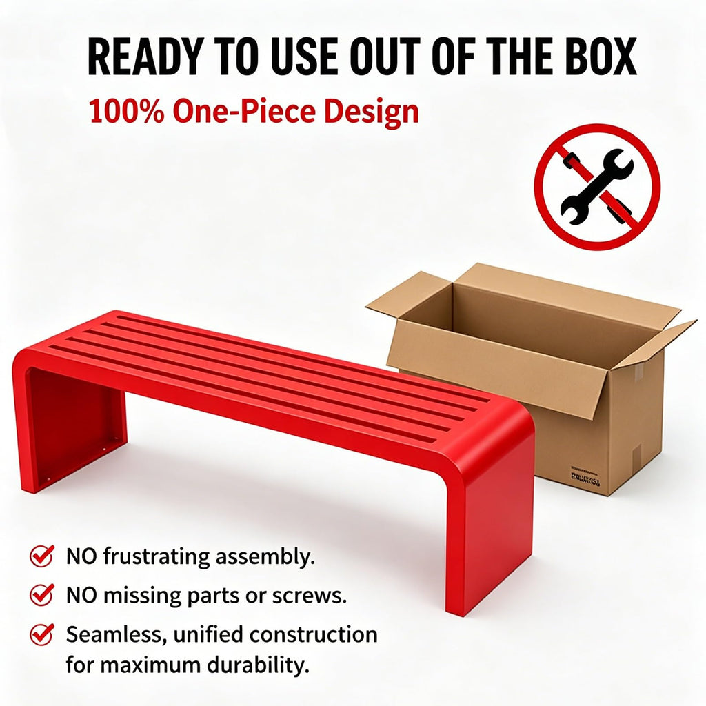 Red Metal Outdoor Patio Garden Bench 660lbs 39in O2491