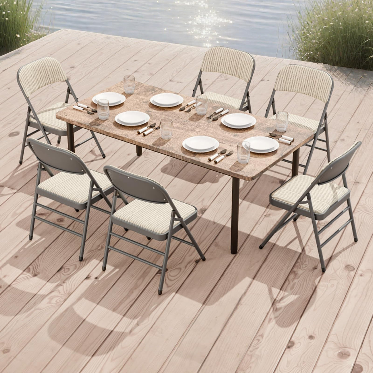 8 Pack Padded Folding Chairs with Fabric Cushion and Back Q725