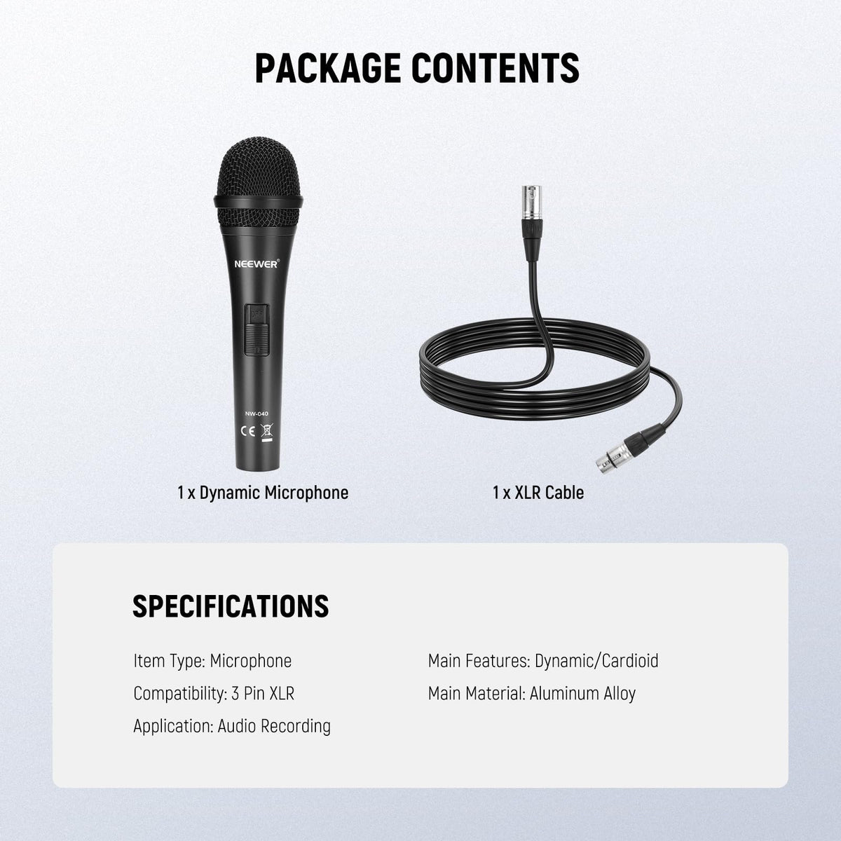 Cardioid Dynamic Microphone with XLR Cable G477269