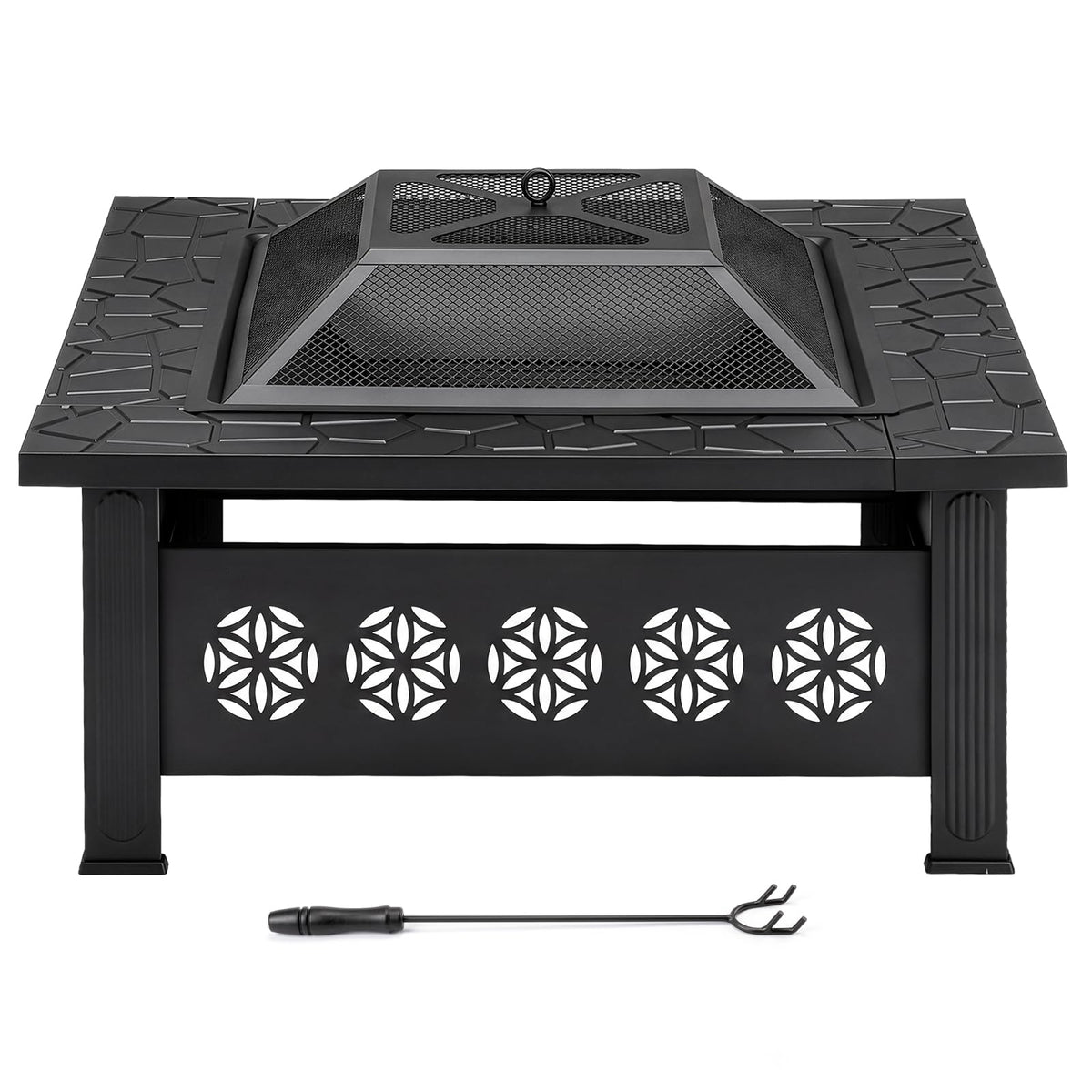 32 Inch Black Wrought Iron Wood Burning Fire Pit G829
