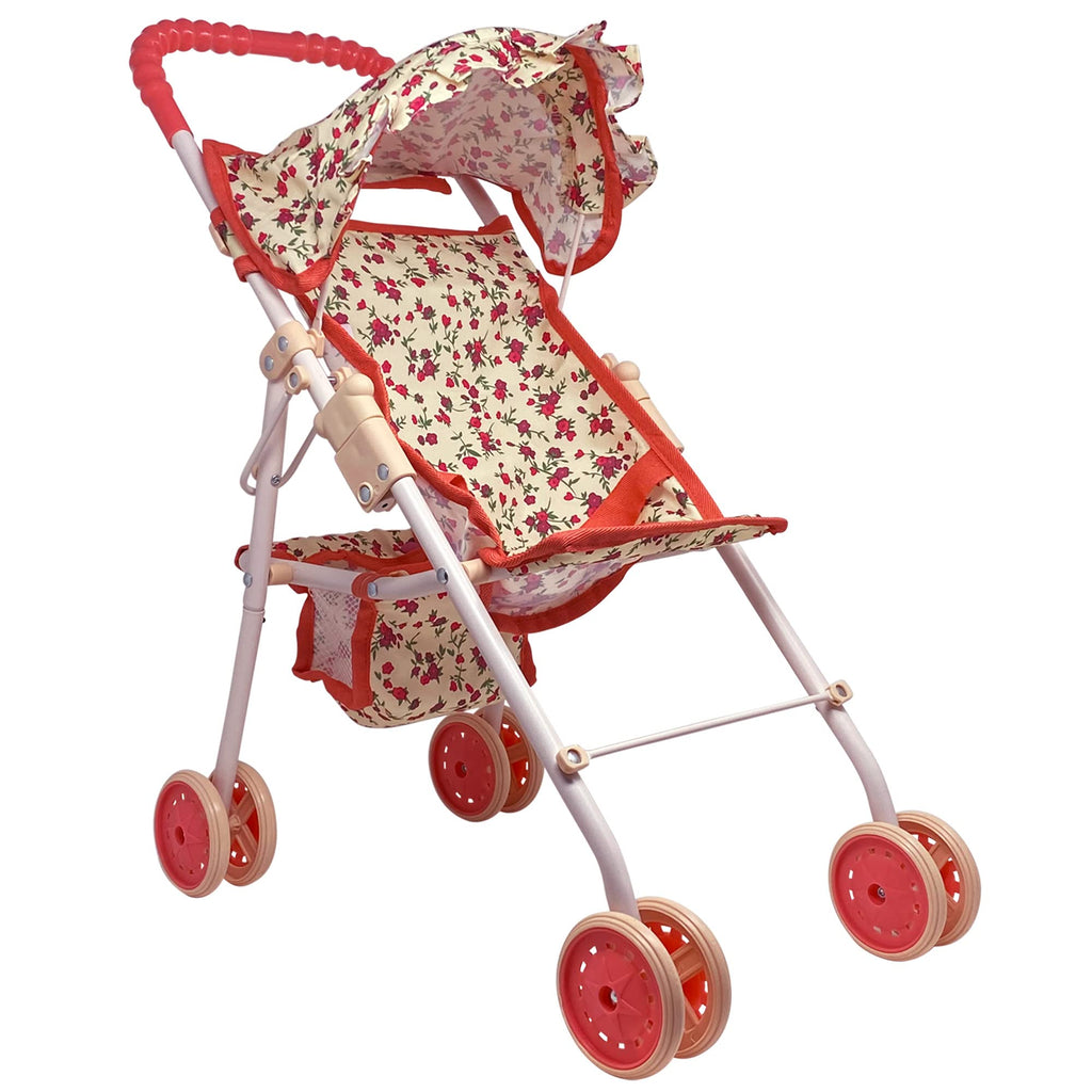 Baby Doll Stroller with Storage Basket, Foldable Frame, Canopy, Seatbelt W729023