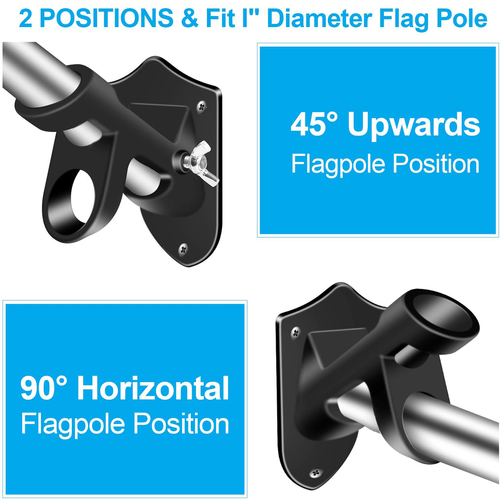 Black 5 FT Stainless Steel Wall Mount Flag Pole Kit D8755
