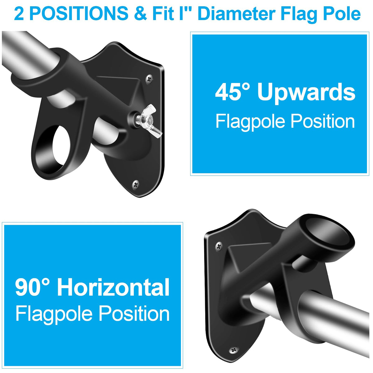 Black 5 FT Stainless Steel Wall Mount Flag Pole Kit D8755