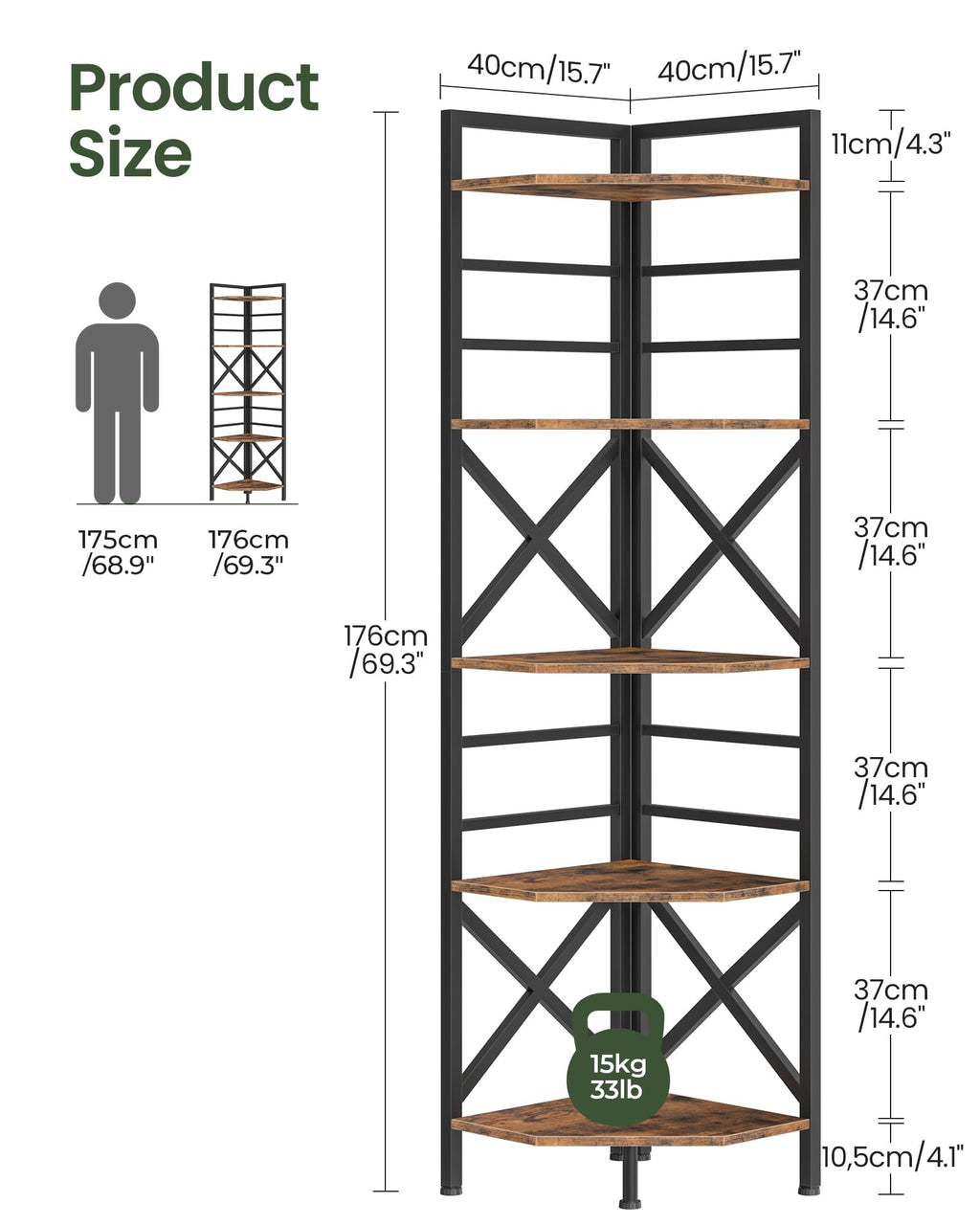 69.3" 5-Tier Corner Bookshelf Y506413