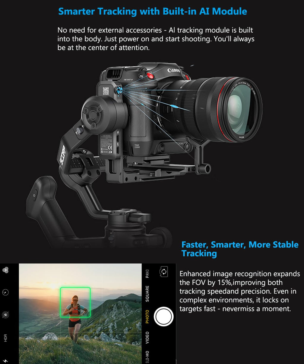 3-Axis Gimbal Stabilizer with AI Tracking and Detachable Handle S221