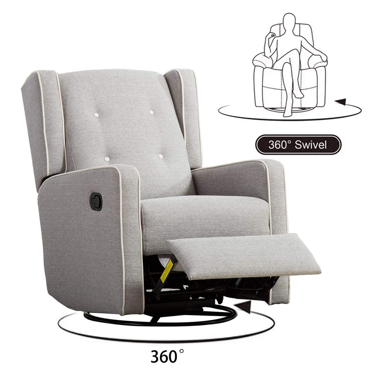 Grey Swivel Rocker Recliner Chair C556
