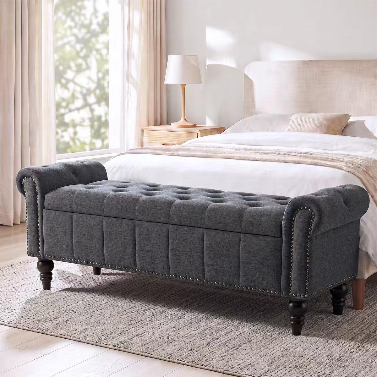 58" Chenille Storage Bench N138464