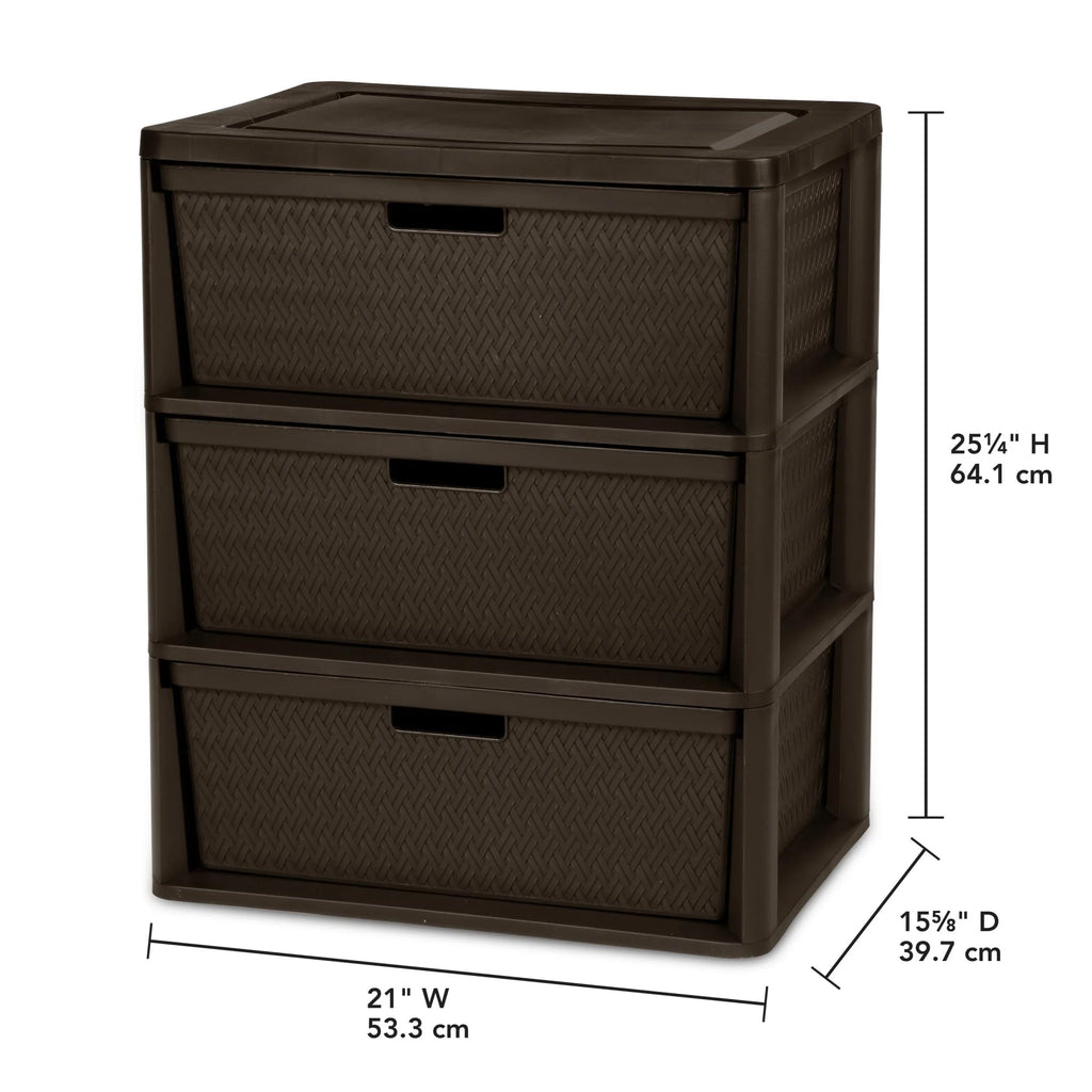 Brown 3 Drawer Plastic Storage Tower H24049