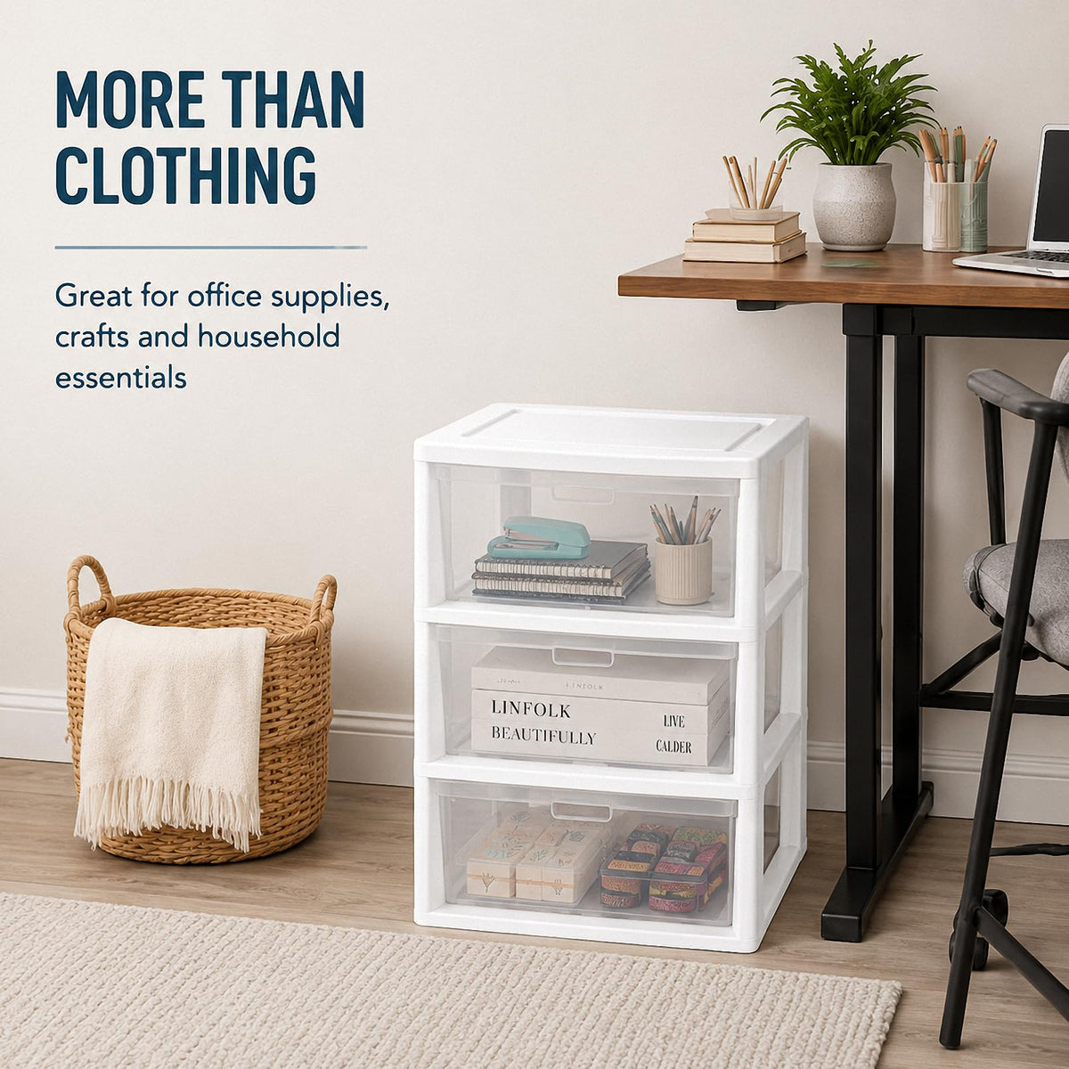 3 Drawer Clear Plastic Storage Organizer S622