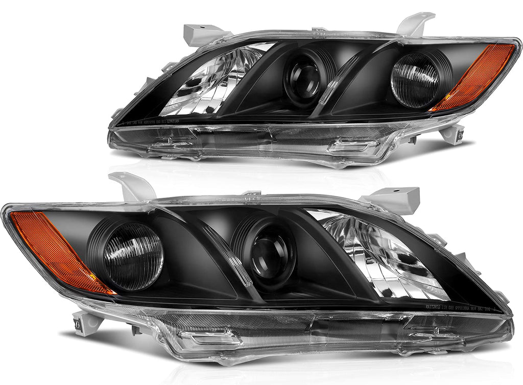 Black Housing Amber Reflector Clear Lens Headlight Assemblies U3216