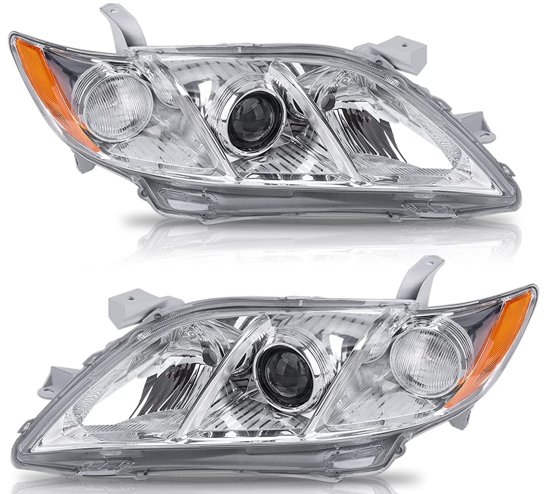 Chrome Housing Amber Reflector Clear Lens Headlights E7112