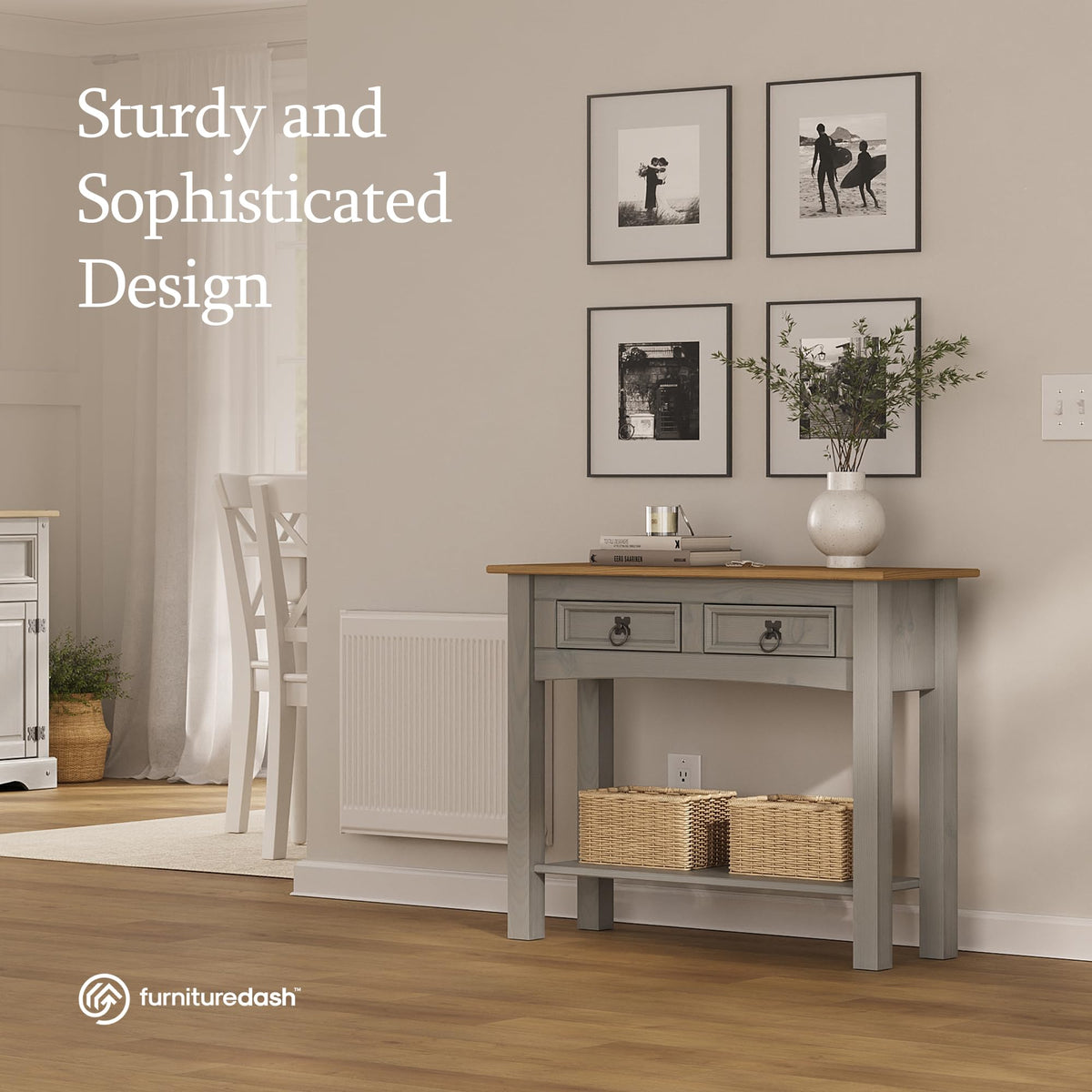 Solid Wood Console Table with 2 Drawers B59073