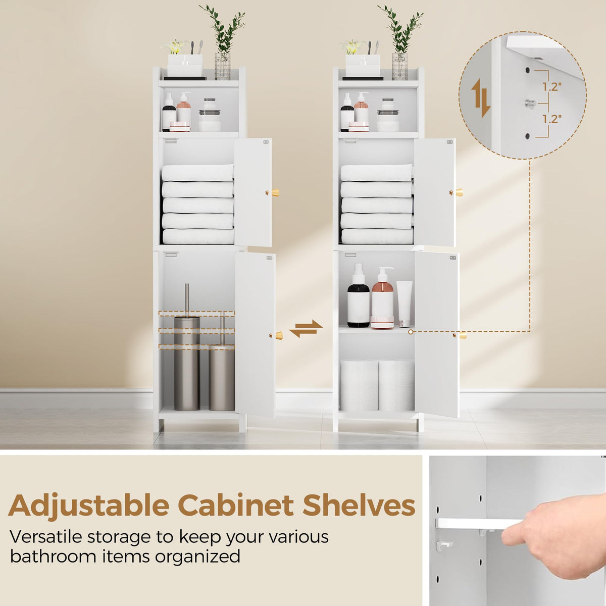 Small 2 Doors Narrow Bathroom Storage Cabinet U28123