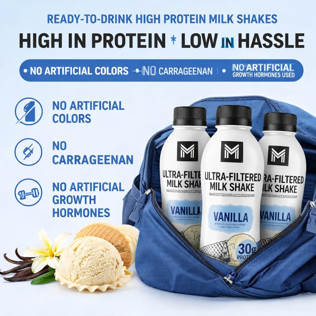 Vanilla Milk Shake, 12 Pack High Protein Shake, 30g Protein, 11.5 Fl Oz J97357