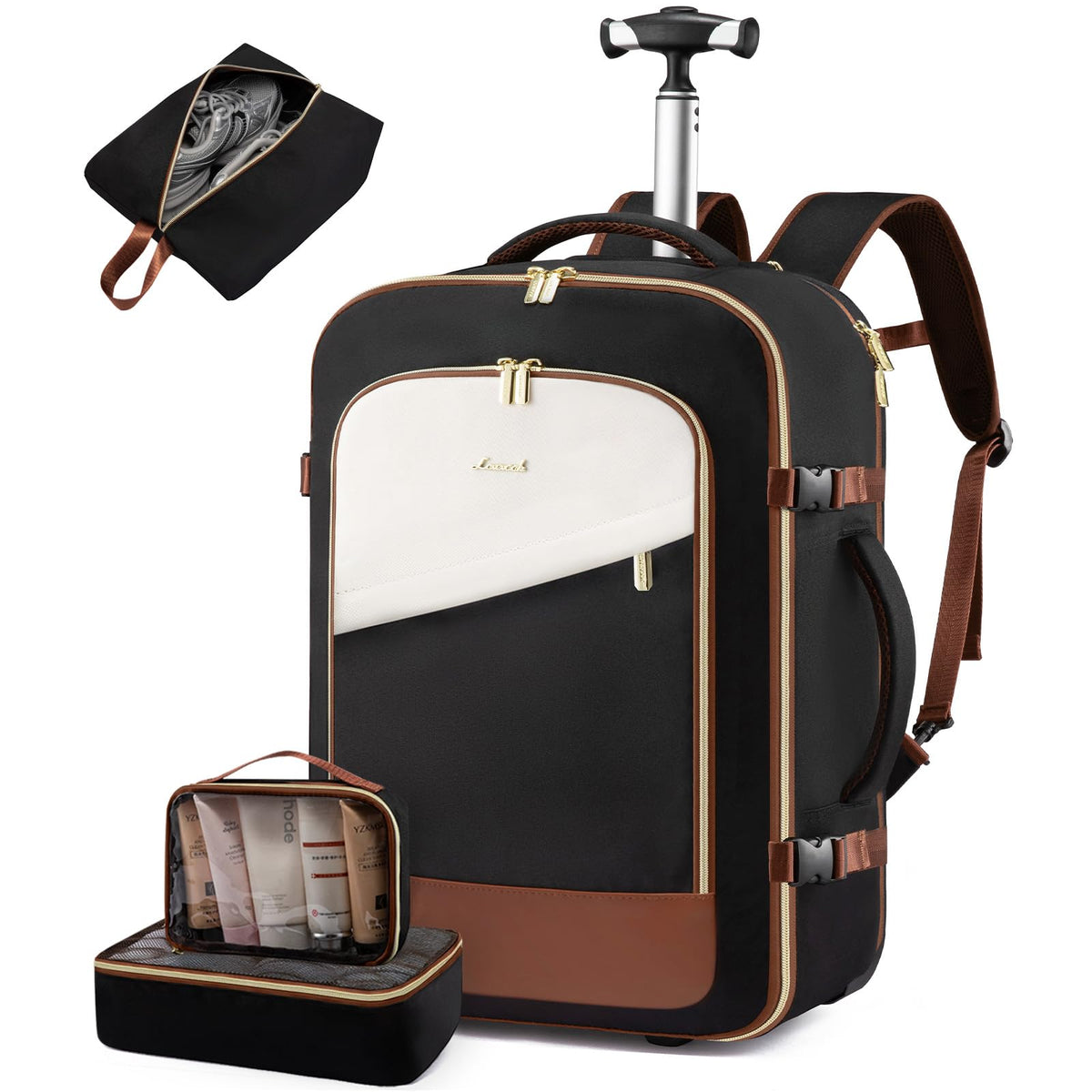 Rolling Backpack with Wheels, 17 Inch 57L Water Resistant R556