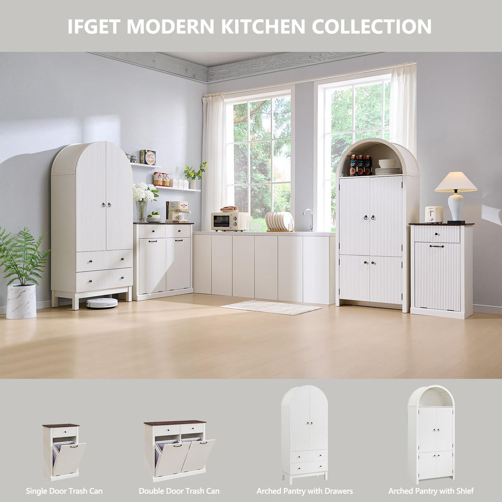 Antique White Tilt-Out Trash Can Cabinet S506969