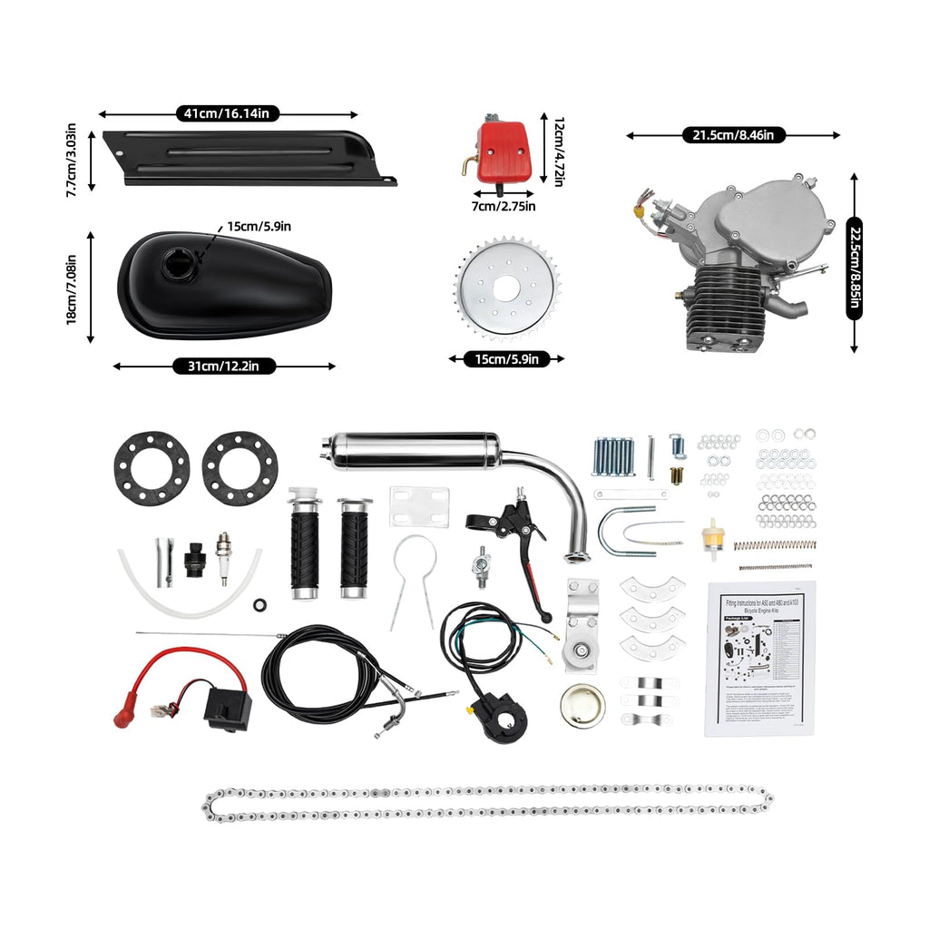 100cc 2-Stroke Air-Cooling Bicycle Engine Kit H3959