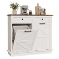 White Double Tilt Out Trash Can Cabinet with 2 Storage Drawers Y712