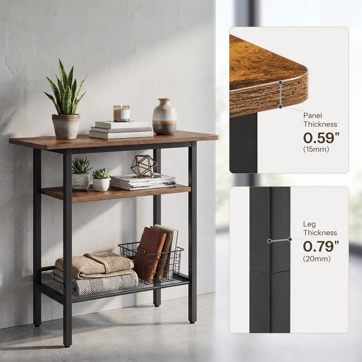 Narrow 3-Tier Side Table with Shelf B545177