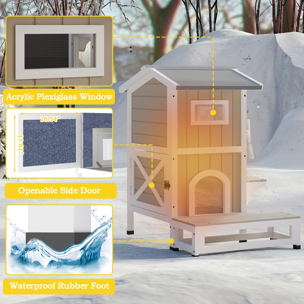 2-Story Insulated Outdoor Cat House O213