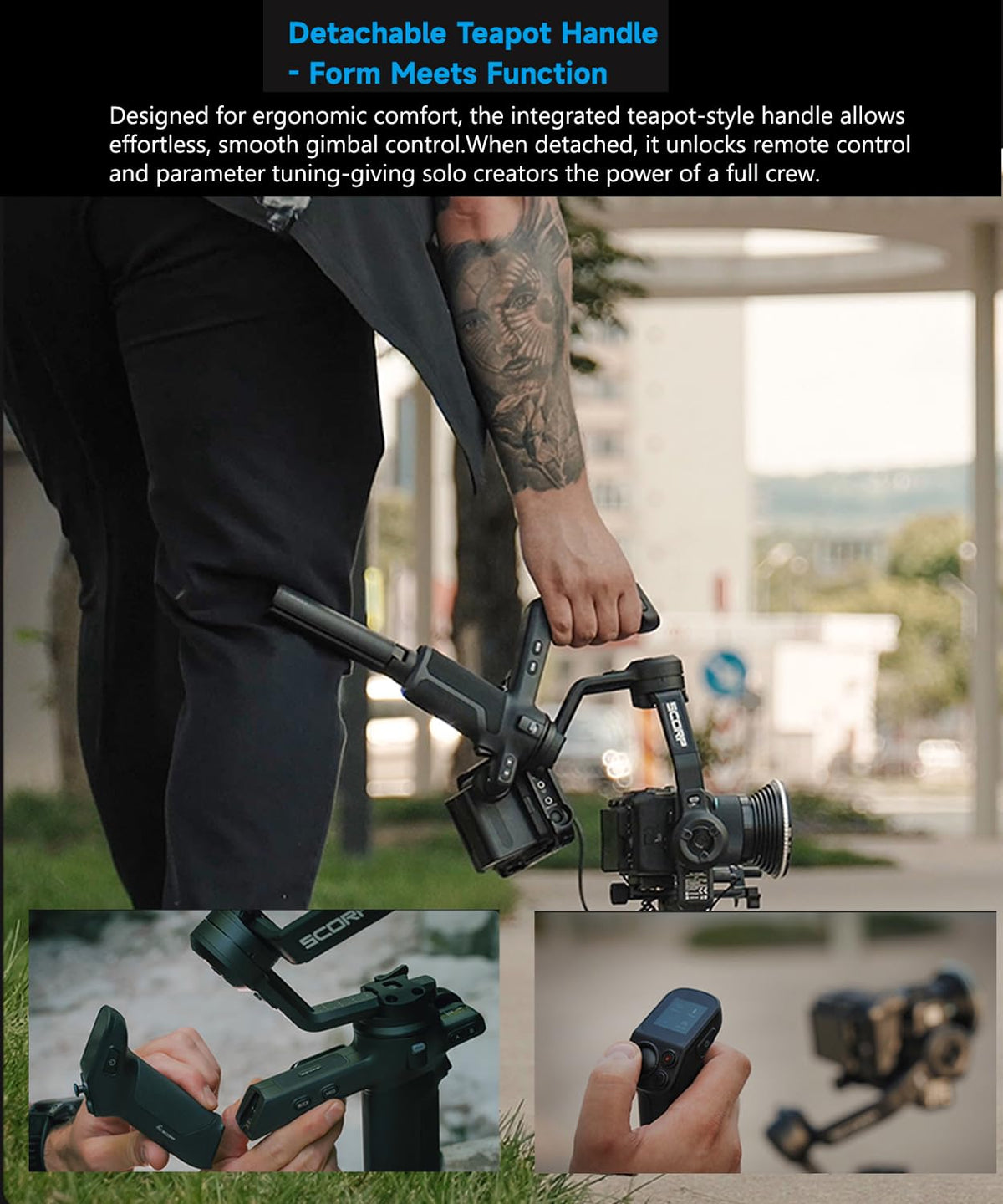 3-Axis Gimbal Stabilizer with AI Tracking and Detachable Handle S221