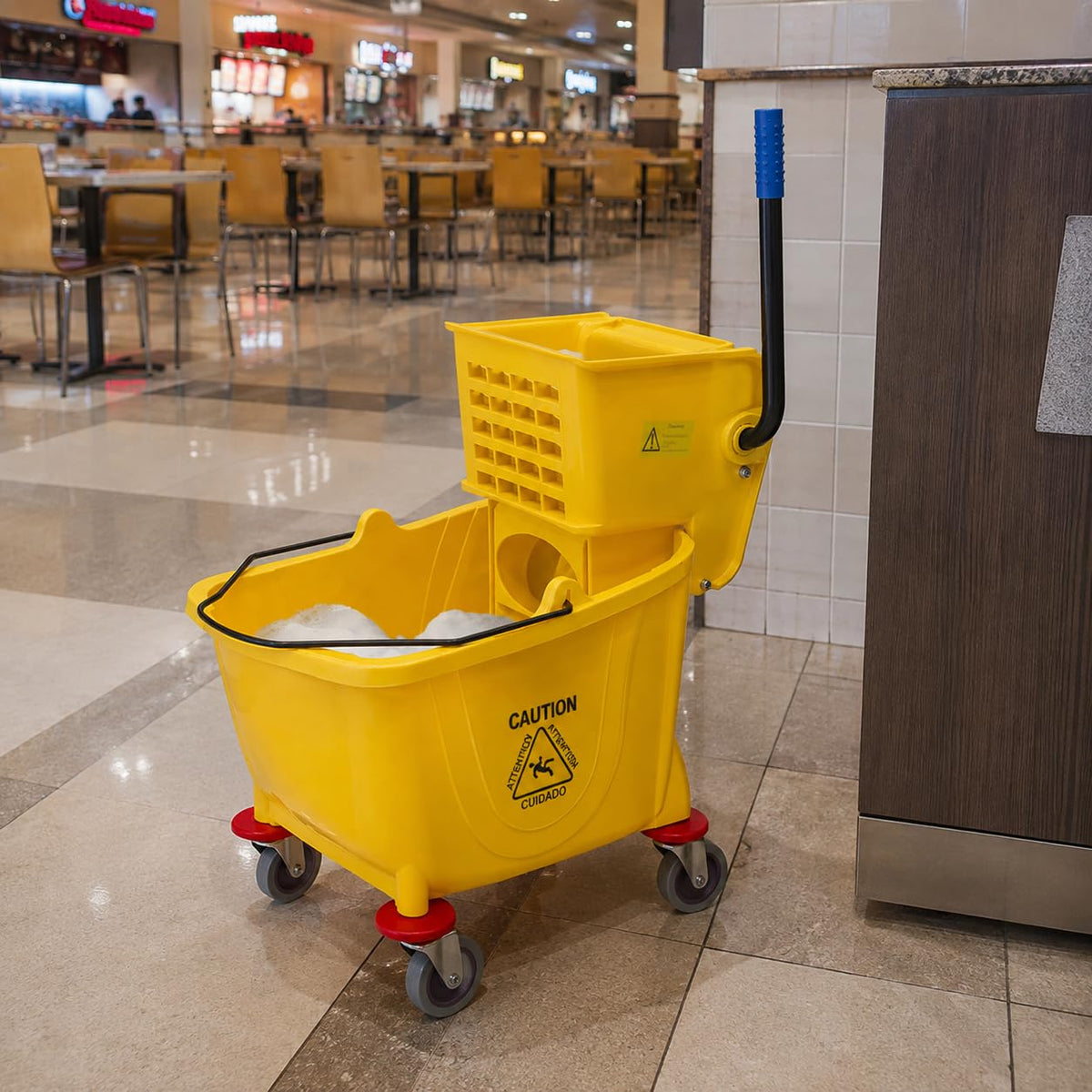 Yellow 35 Quart Mop Bucket with Wringer on Wheels O798476