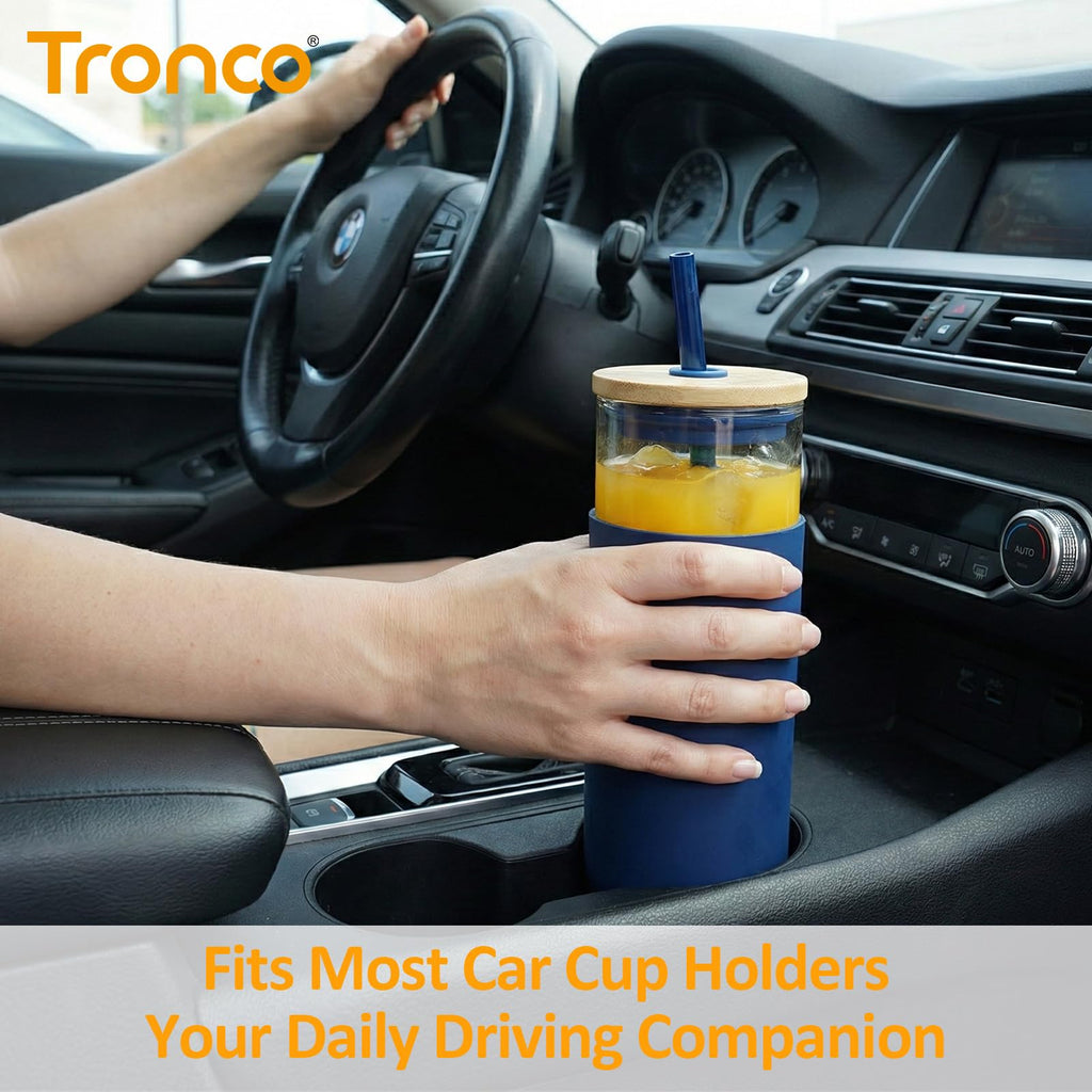 24 oz Glass Tumbler with Lids and Straw Q55547