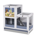 2-Story Wooden Small Animal Cage with Removable Tray and Ramp M2437