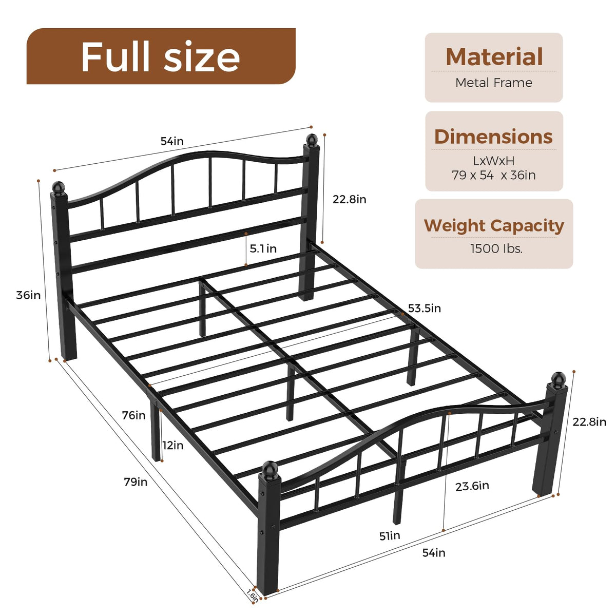 Full Size Bed Frames with Headboard C4549