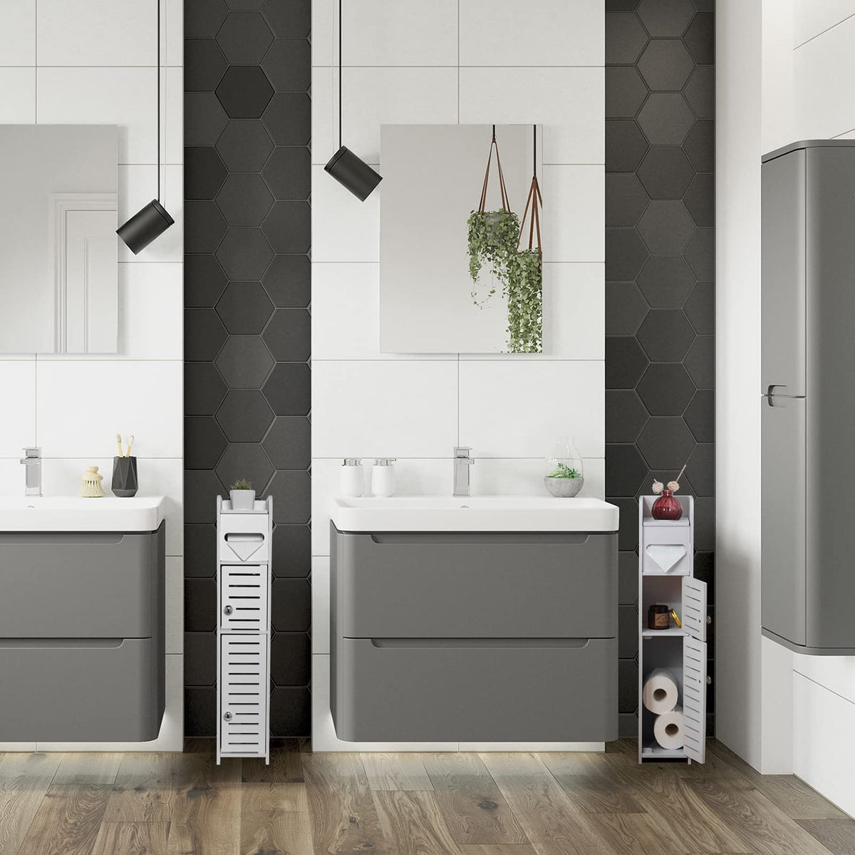 White Over The Toilet Storage Cabinet with 2 Doors & Shelves D94802