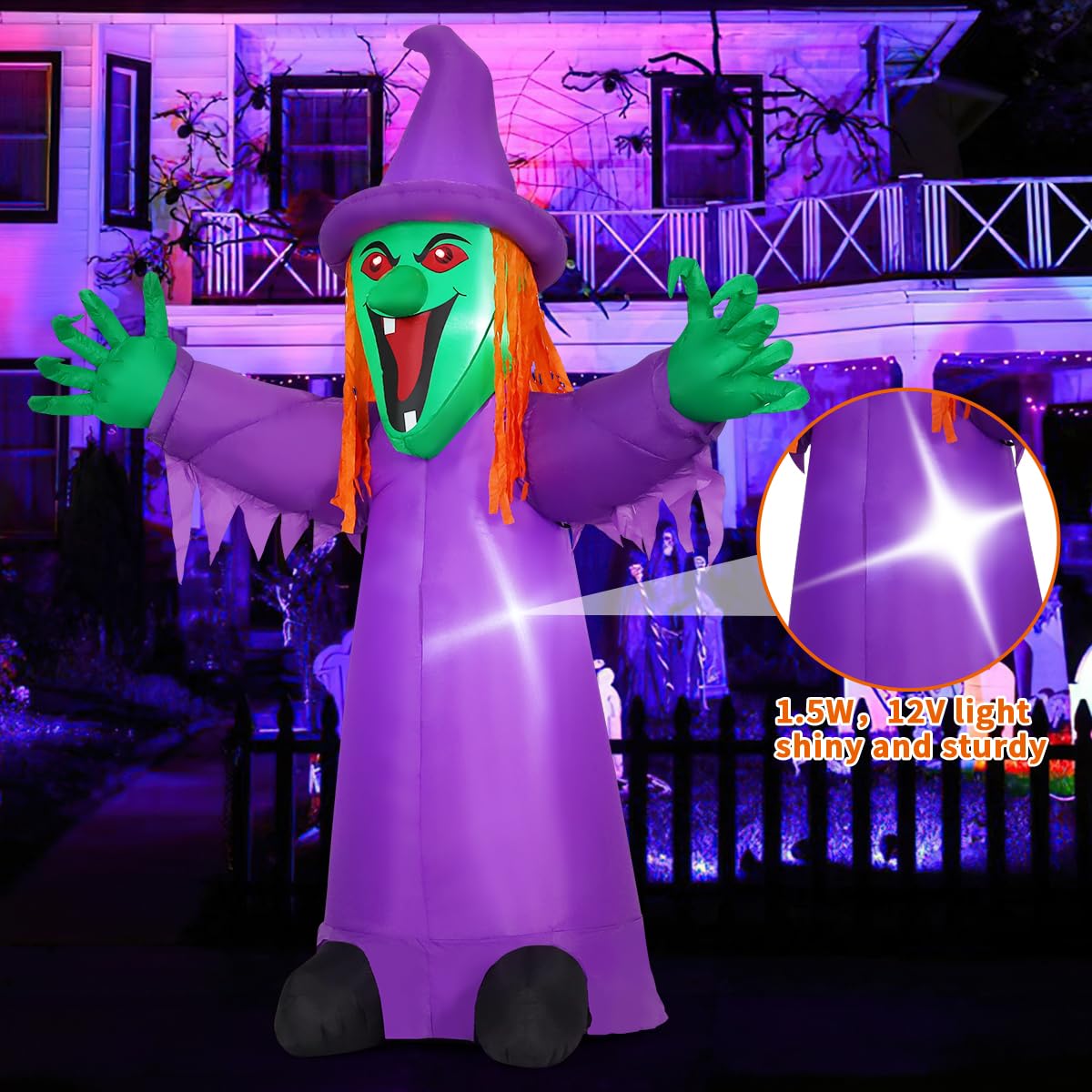 8FT Purple Halloween Inflatables with LEDs S34908