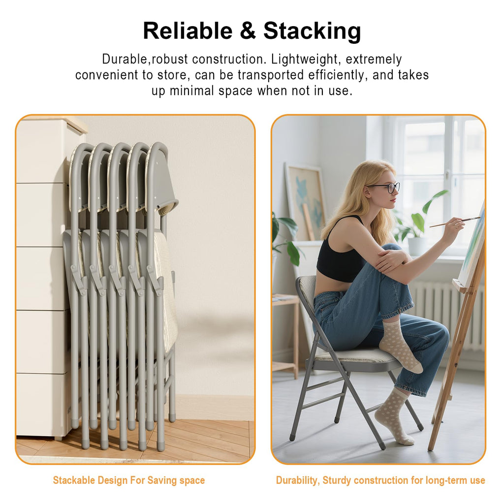 8 Pack Padded Folding Chairs with Fabric Cushion and Back Q725